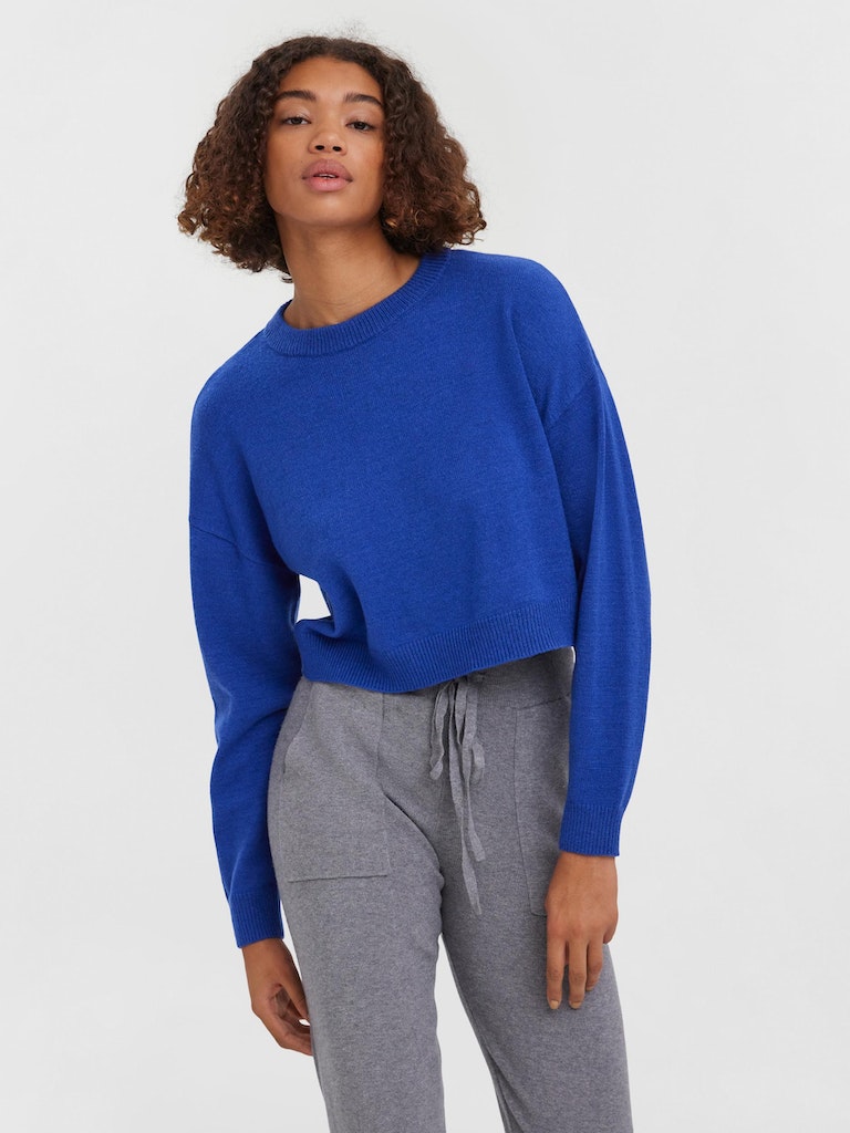 FINAL SALE- Lillie cropped loose-fit sweater, SODALITE BLUE, large
