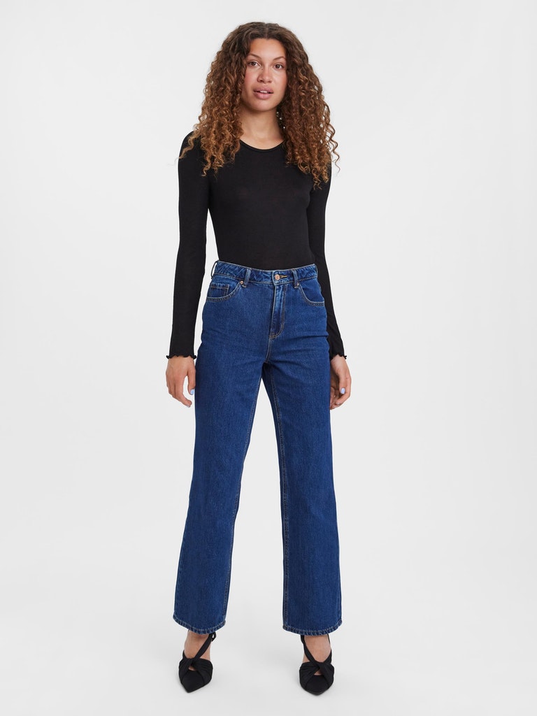 FINAL SALE - Kithy high waist loose straight fit jeans, Dark Blue Denim, large