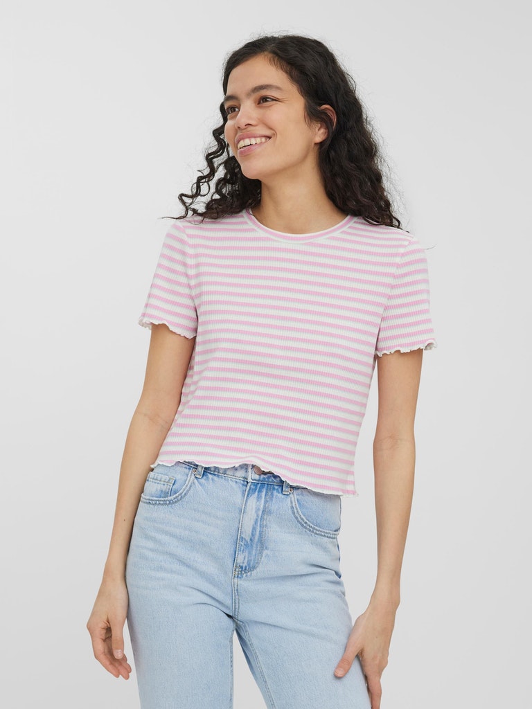 FINAL SALE - Vio crop striped t-shirt, PRISM PINK, large