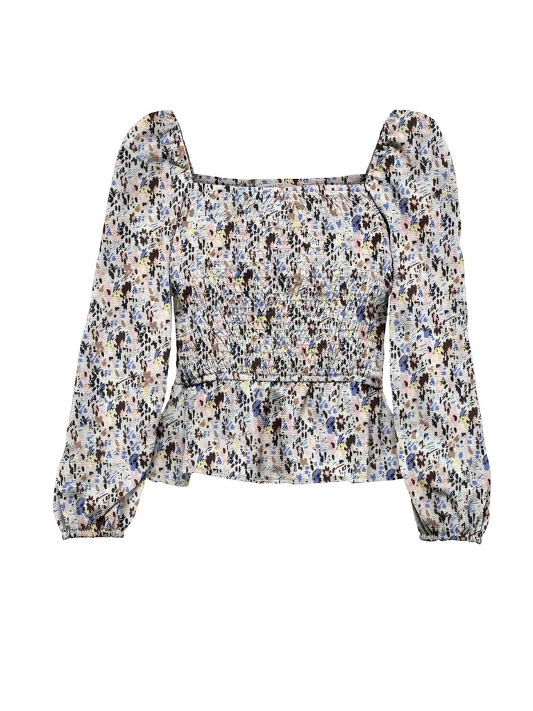Rochelle square neck peplum blouse, CLOUD DANCER, large