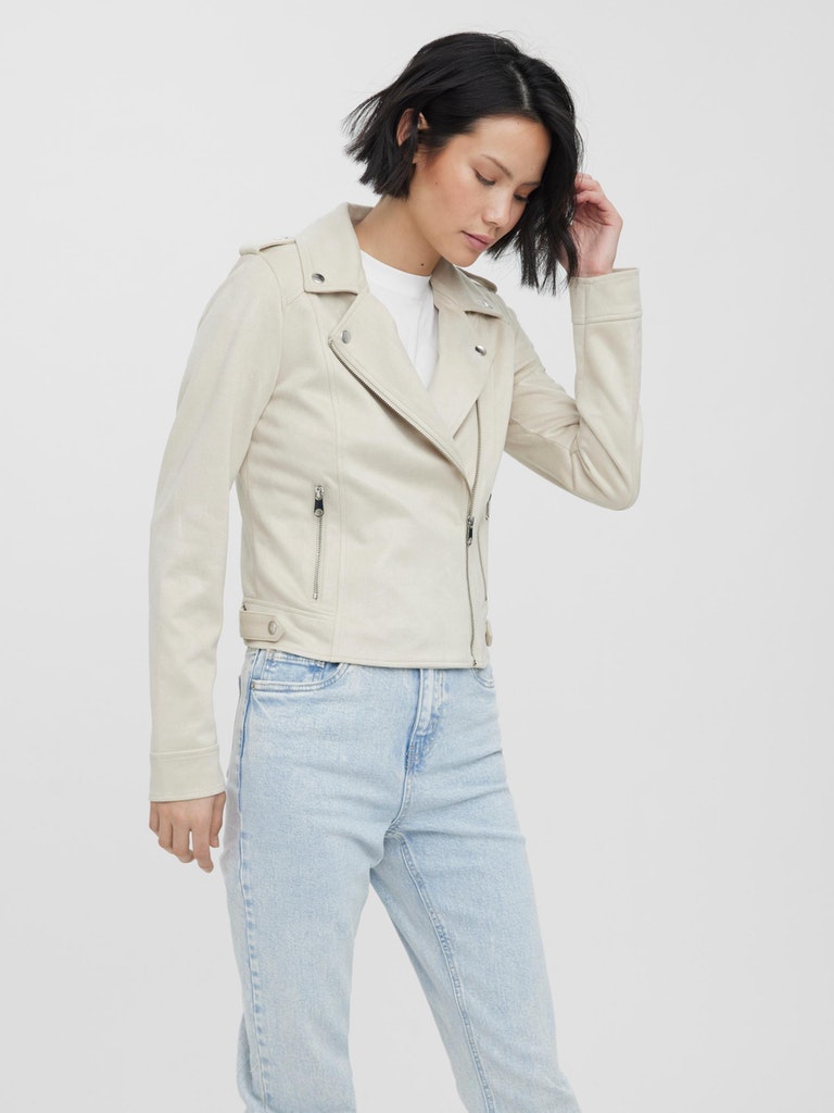 Boost faux suede moto jacket, OATMEAL, large
