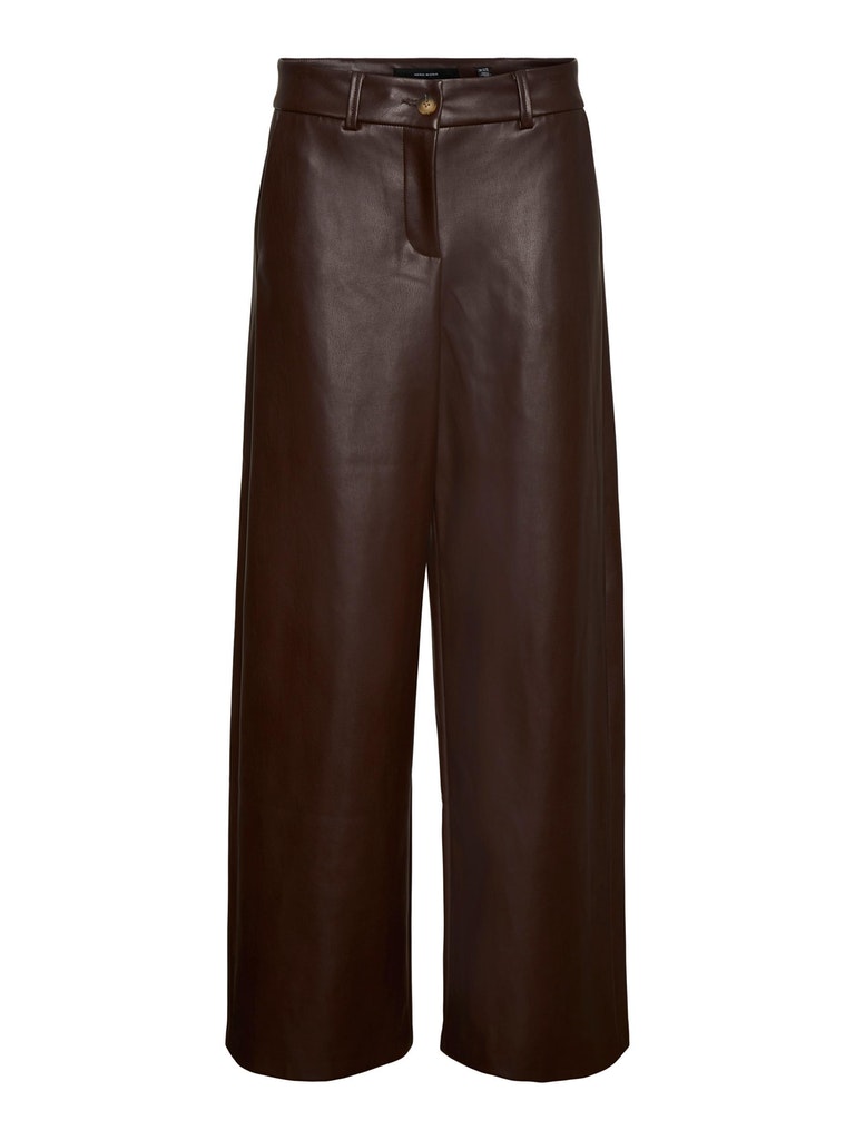 VENTE FINALE- Pantalon ample en faux cuir Olivia, BRUN, large