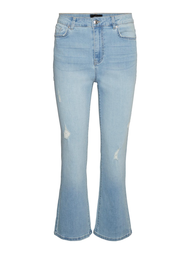 FINAL SALE - CURVE Stella high waist kick flare fit jeans, LIGHT BLUE DENIM, large