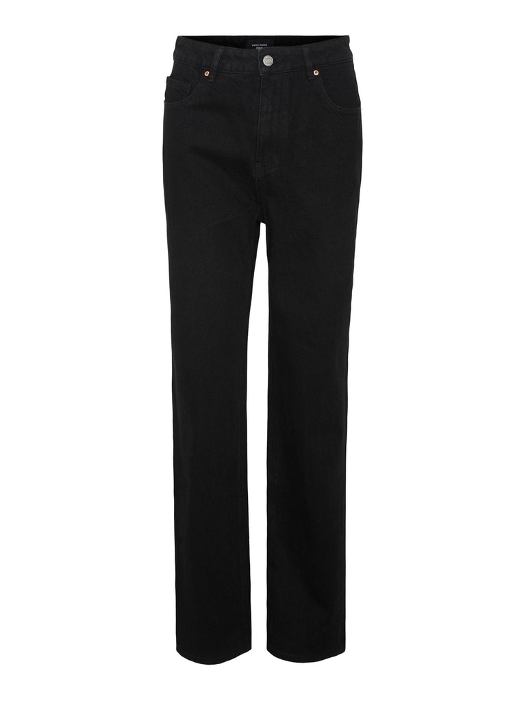 Kithy high waist loose straight fit jeans, Black Denim, large