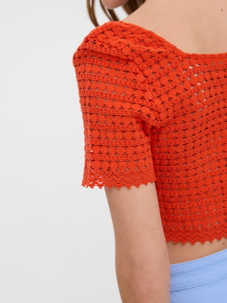 FINAL SALE - Jada crochet cropped t-shirt, SPICY ORANGE, large