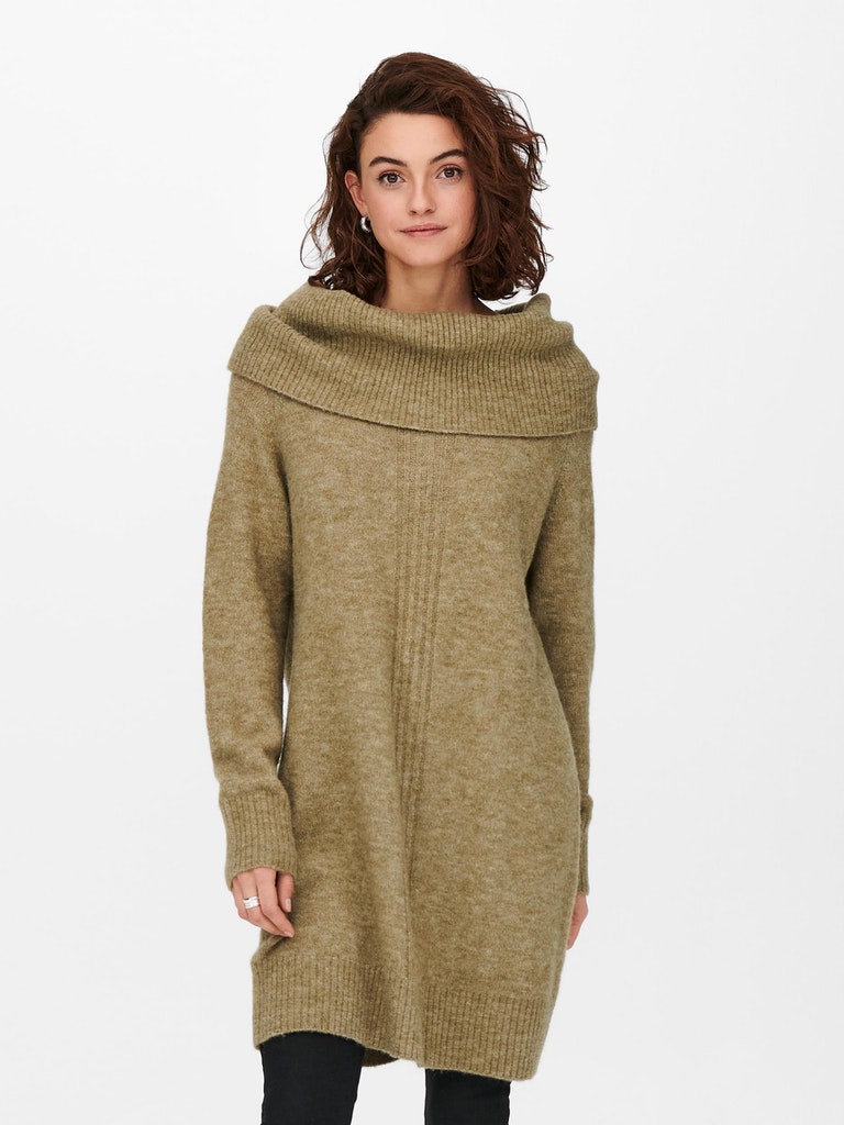 FINAL SALE- Stay turtleneck knitted midi dress, DUSKY GREEN, large