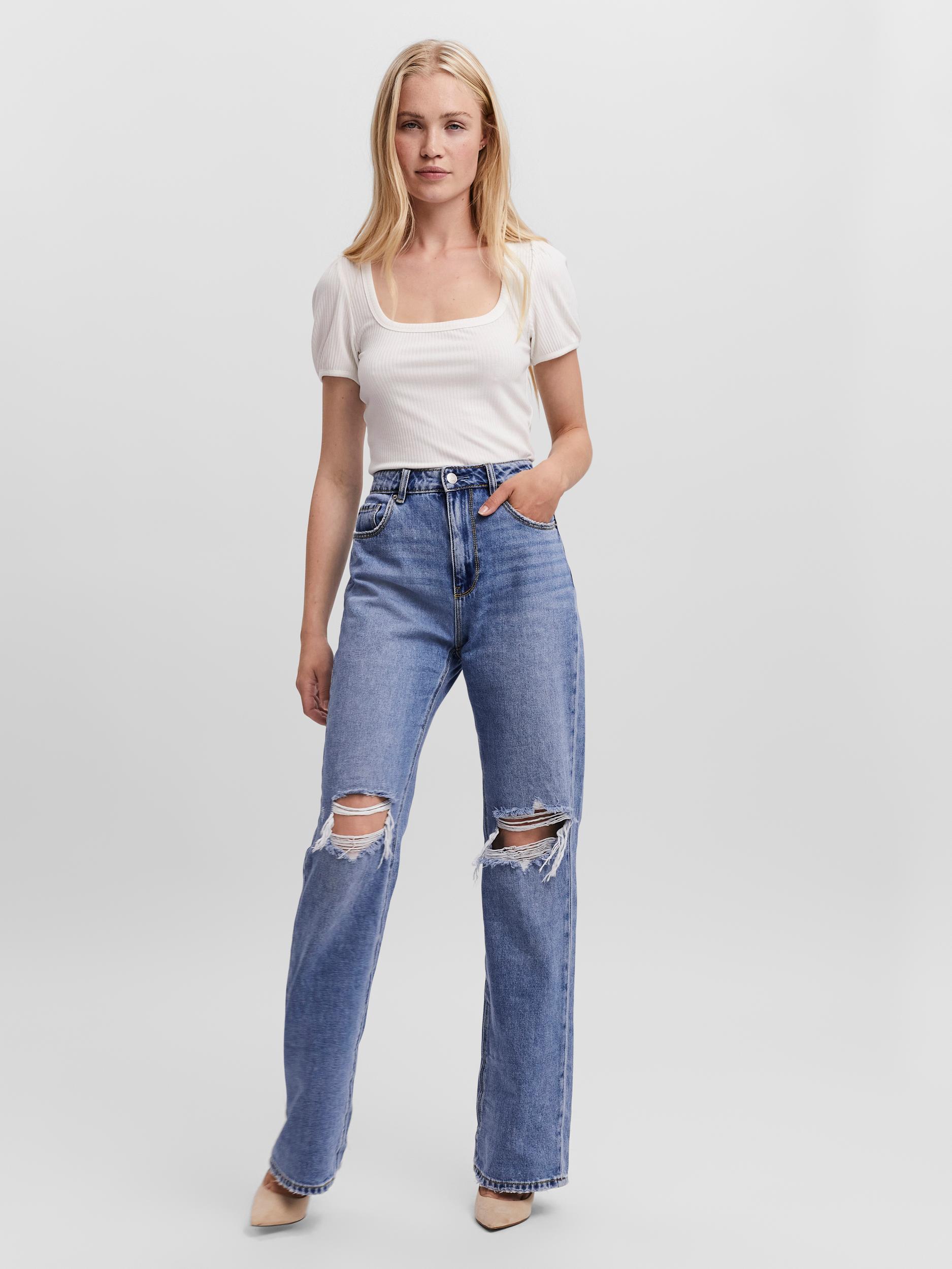 Kithy high waist straight fit jeans, MEDIUM BLUE DENIM, large