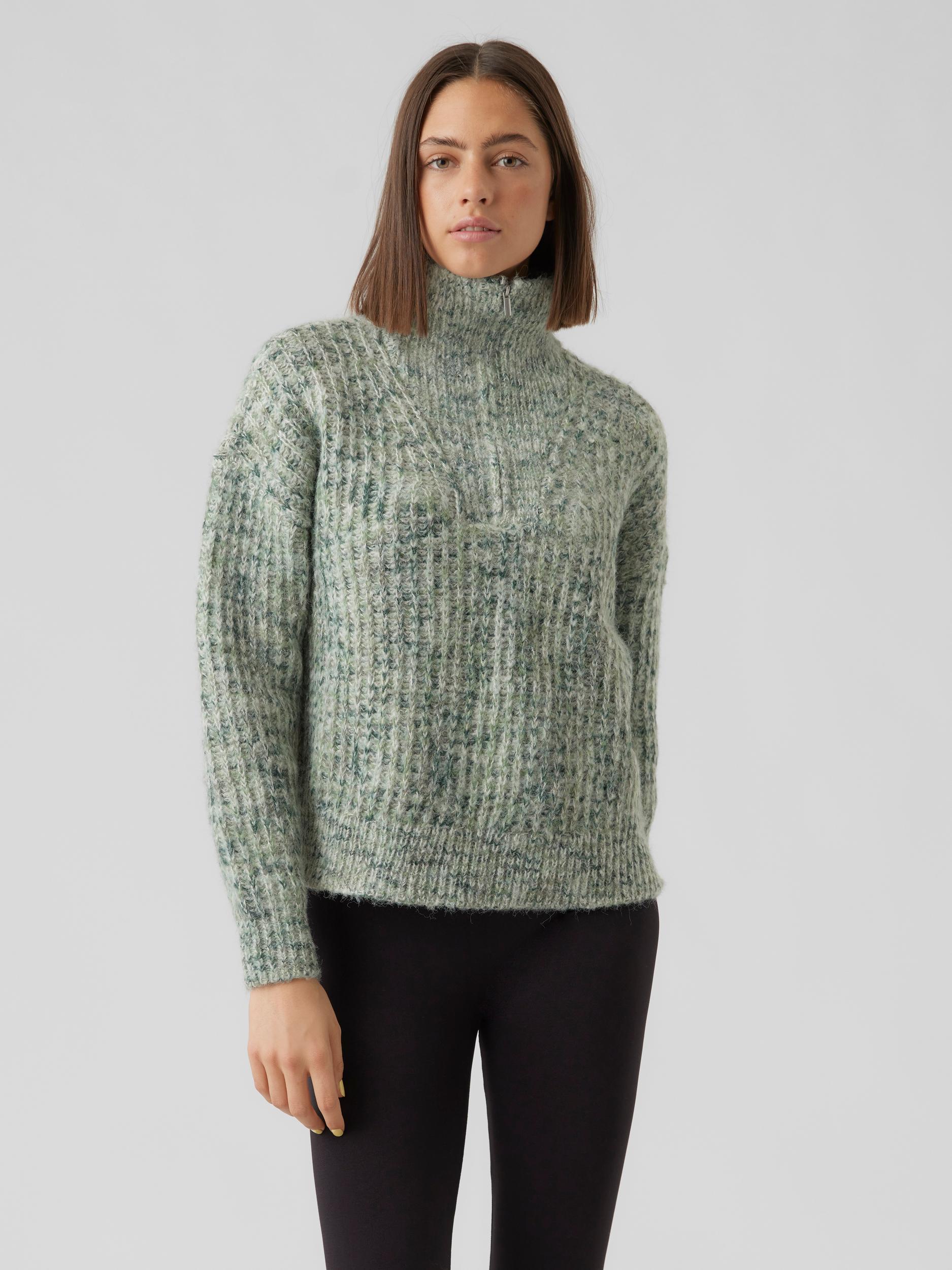Claudia high-neck half-zip sweater, LODEN FROST, large