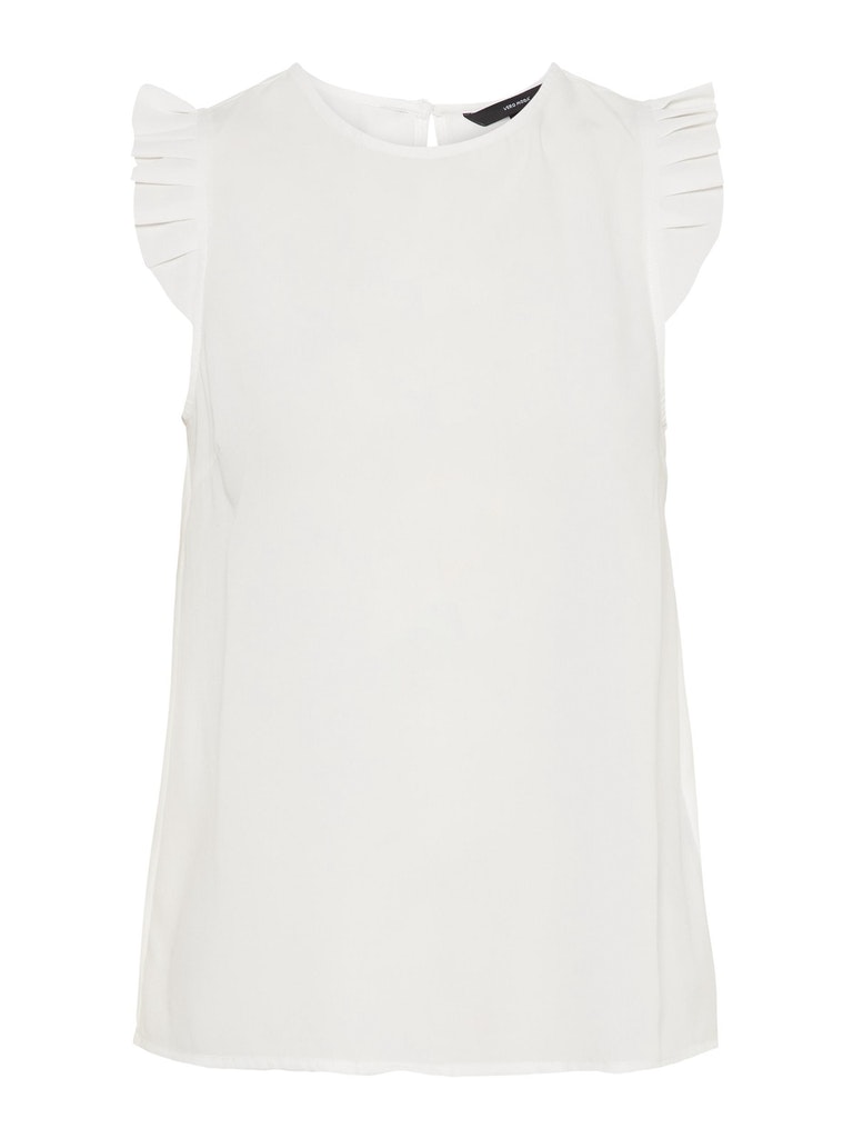 Olivia pleated short sleeves blouse, SNOW WHITE, large