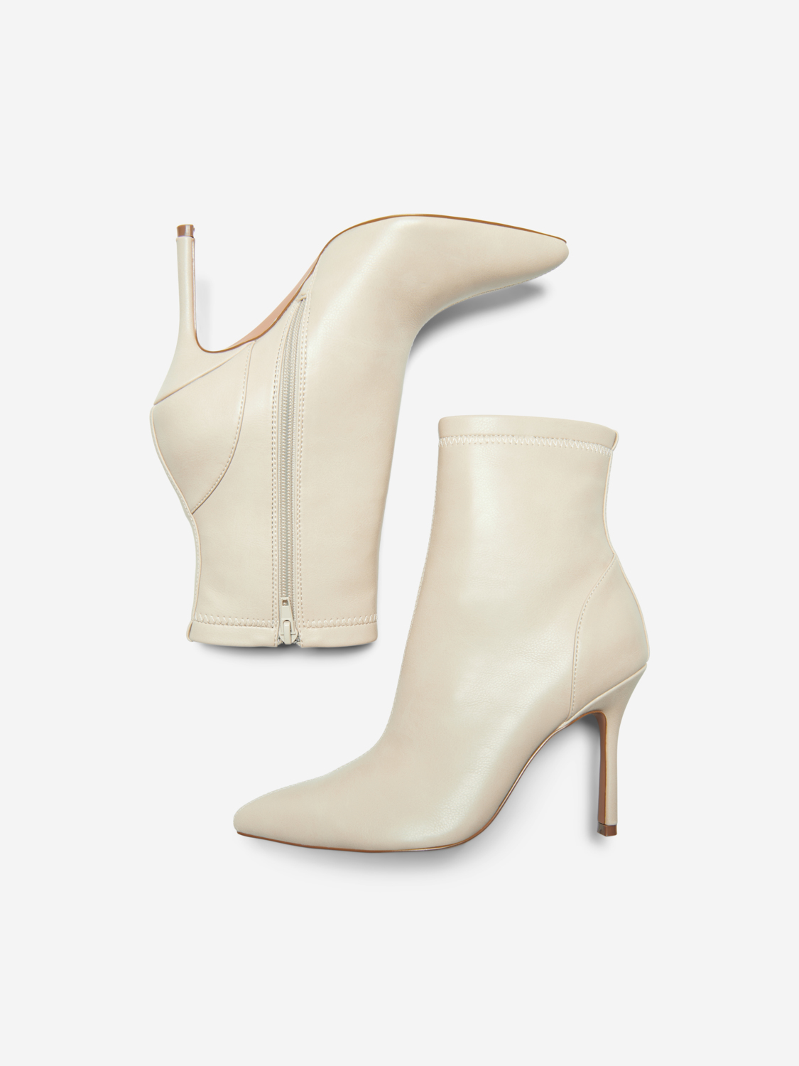 FINAL SALE- Cali stiletto heel ankle boots, CREME, large