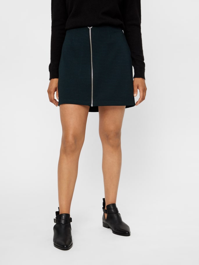 FINAL SALE - Checkered Short Skirt With Zip