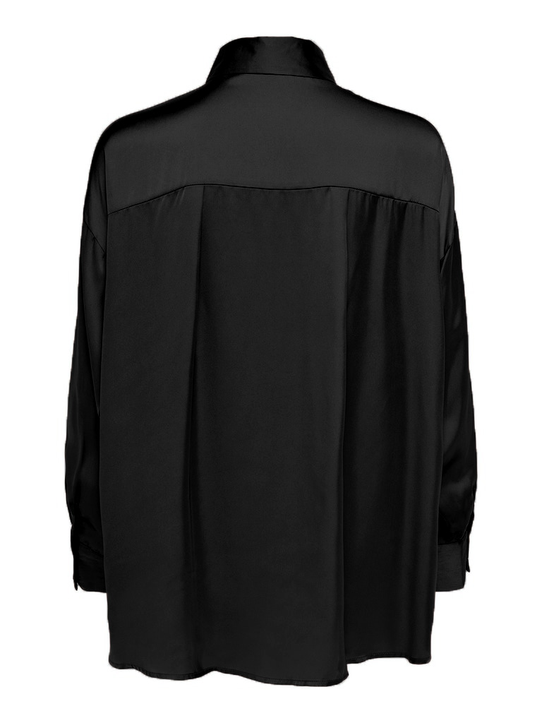 Amaliesa oversized satin blouse, BLACK, large