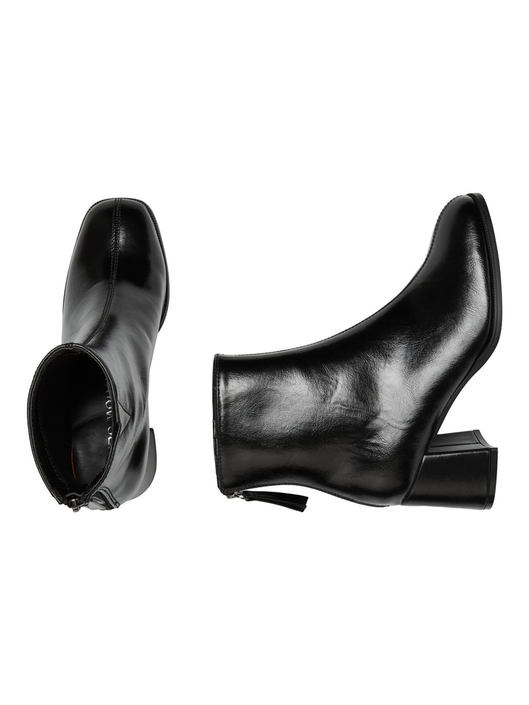Nesya faux leather heeled ankle boot, BLACK, large