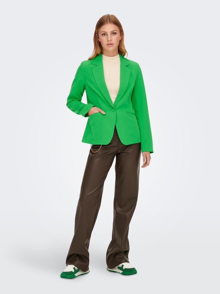 Abba single-button slim fit blazer, GREEN BEE, large