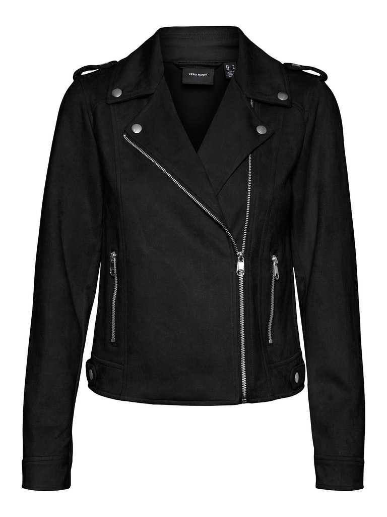 Boost faux suede moto jacket, BLACK, large