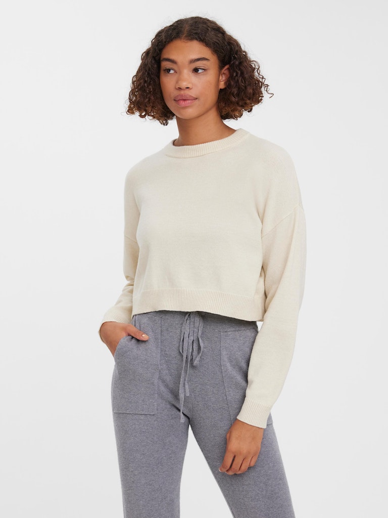 Lillie cropped loose-fit sweater, BIRCH, large