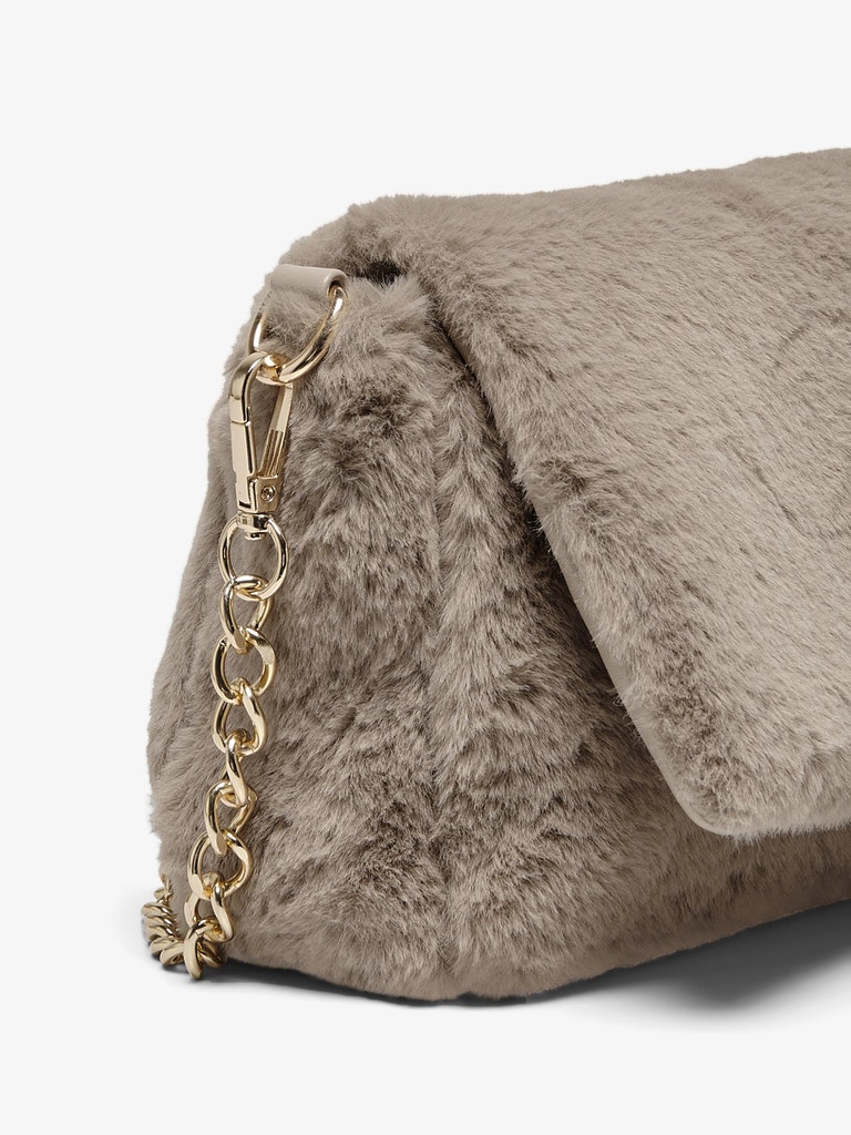 Jade faux-fur crossover bag, TOASTED COCONUT, large