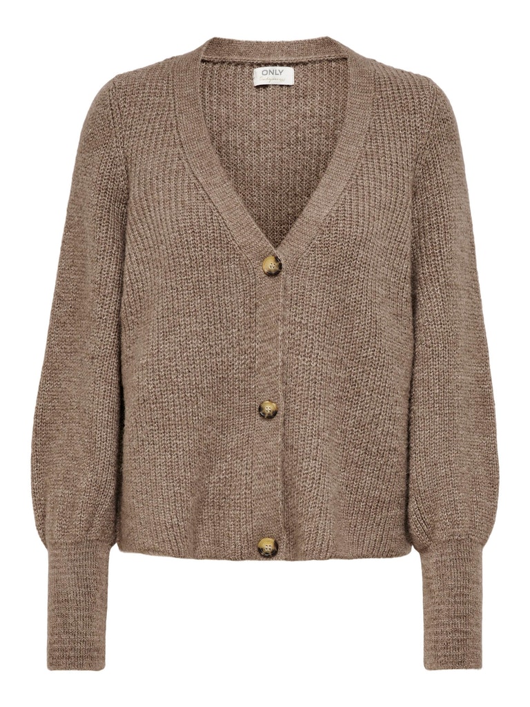 Clare long-sleeve knitted cardigan, CARIBOU, large