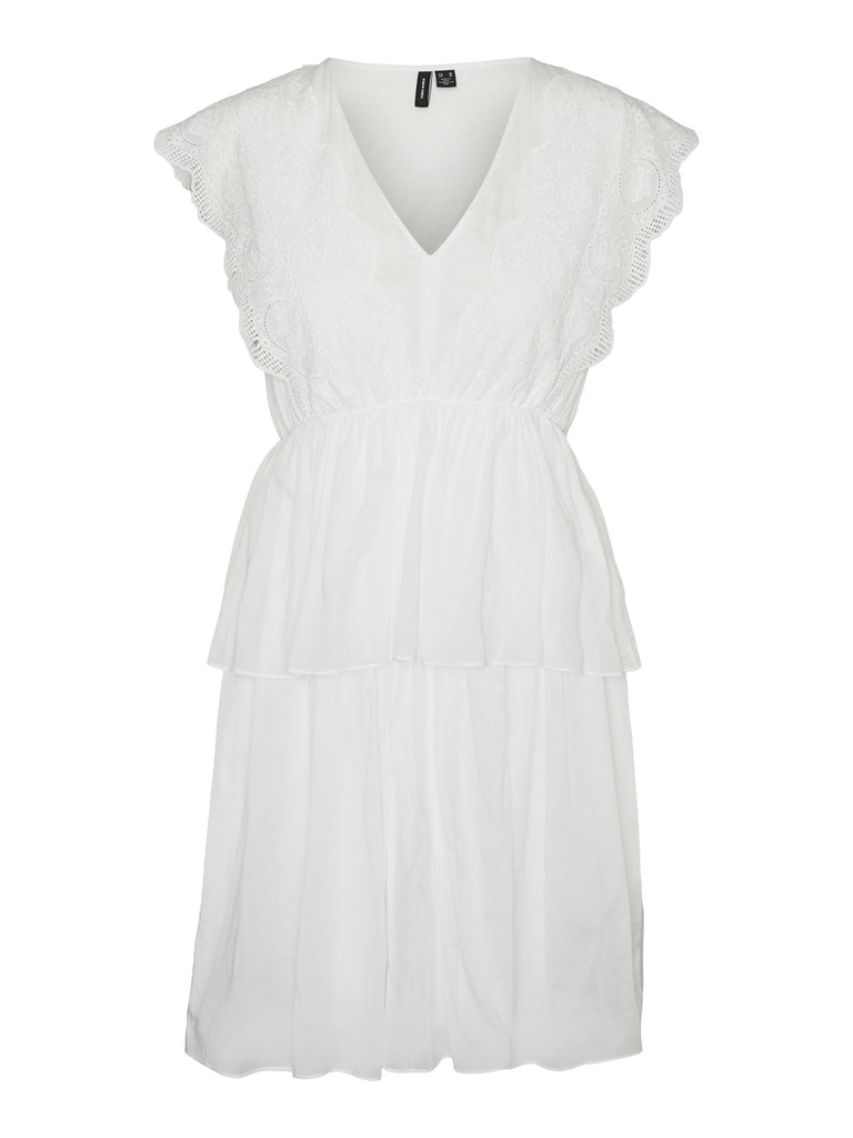 FINAL SALE - Josephine v-neck layered mini dress, SNOW WHITE, large
