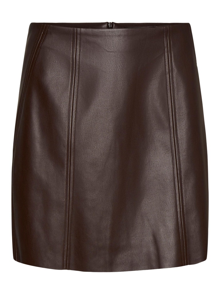 FINAL SALE- Olivia faux leather short skirt, COFFEE BEAN, large