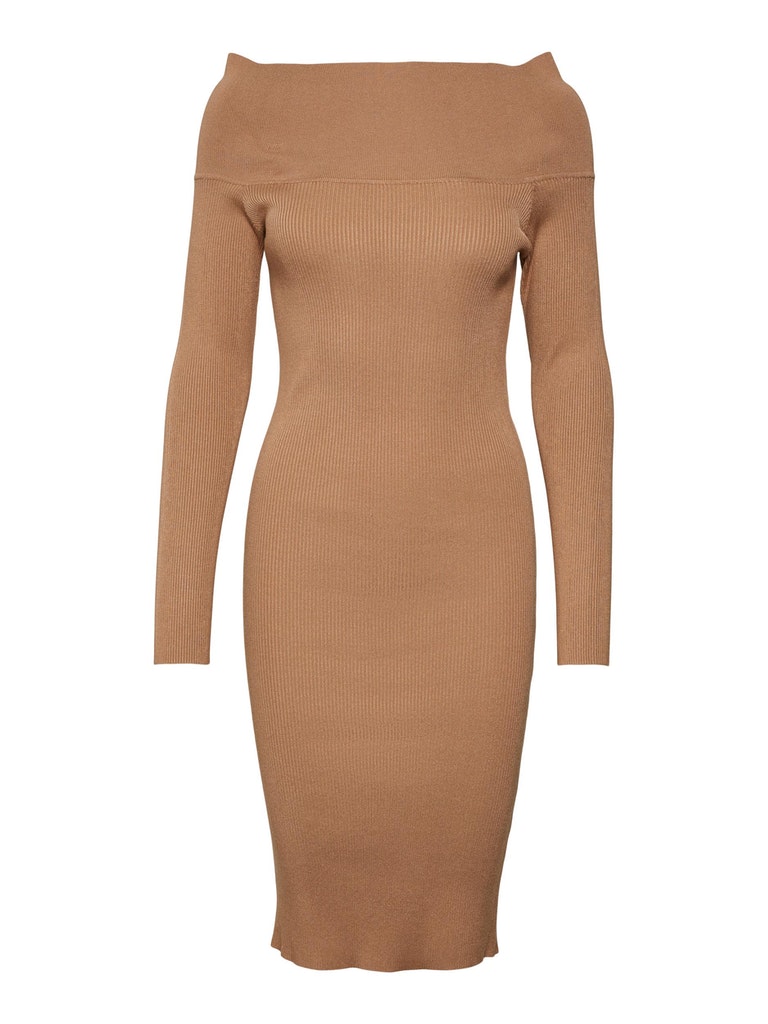 FINAL SALE- Willow off-shoulder knitted midi dress, TIGERS EYE, large