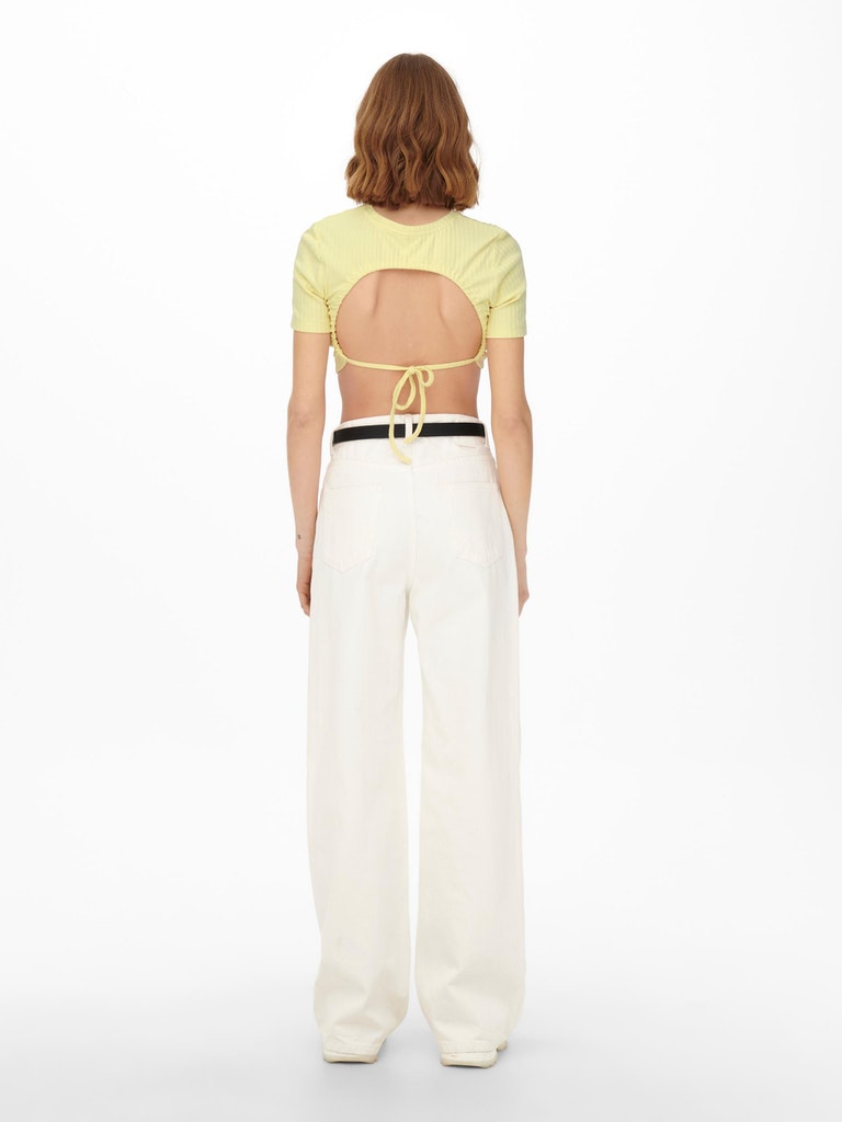 FINAL SALE- Lea open back cropped t-shirt, FRENCH VANILLA, large