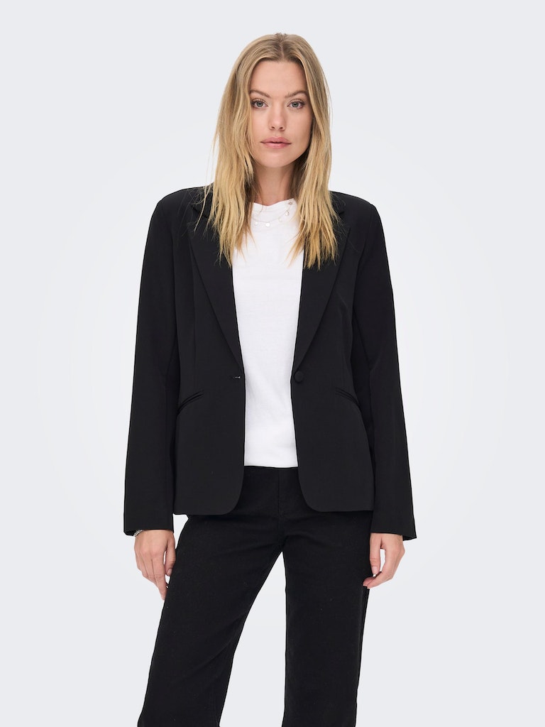 Abba single-button slim fit blazer, BLACK, large