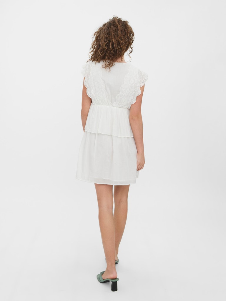 FINAL SALE - Josephine v-neck layered mini dress, SNOW WHITE, large