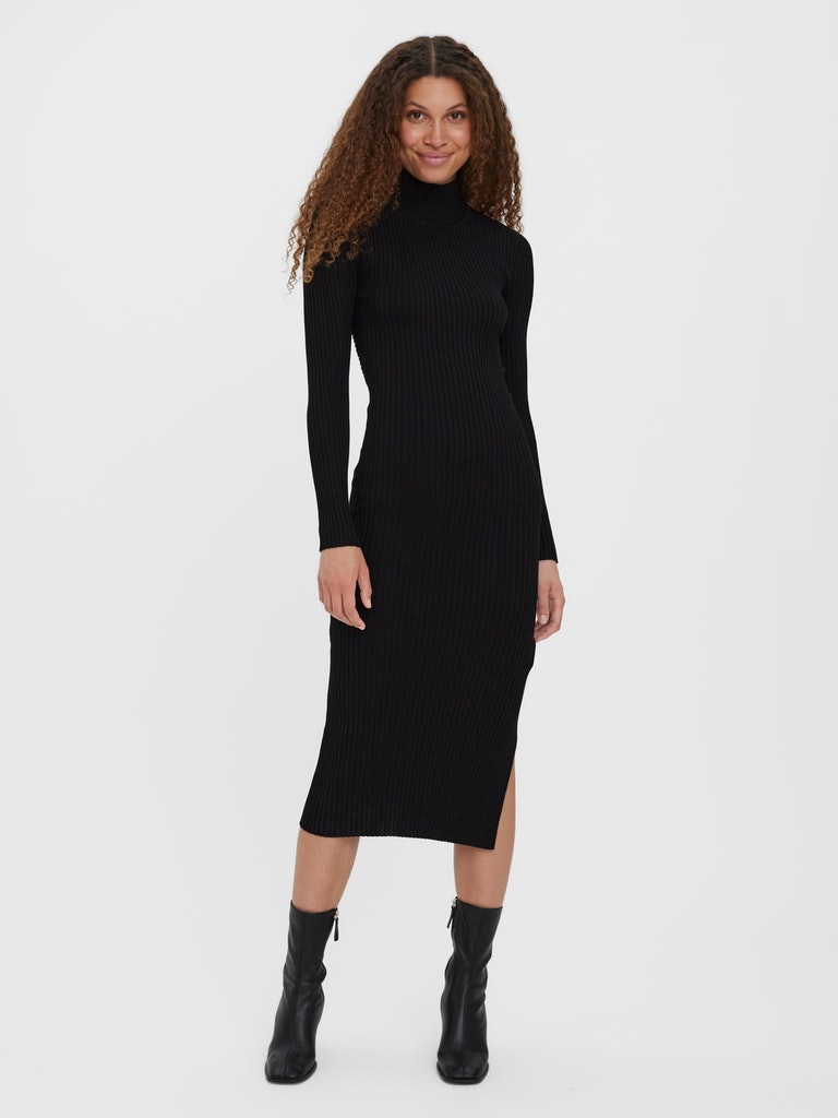 Willow slim fit midi knit dress, BLACK, large