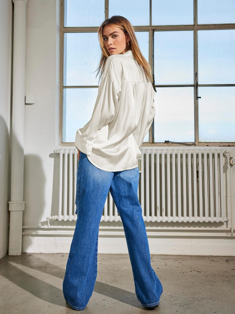 Amaliesa oversized satin blouse, TOFU, large