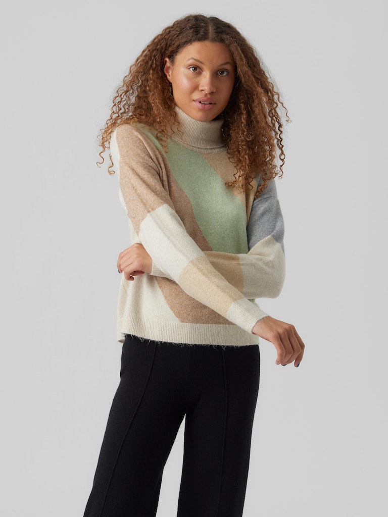 FINAL SALE- Doffy turtleneck colourful sweater, BIRCH, large