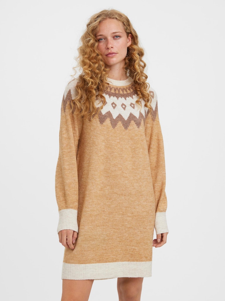 Simone nordic knitted dress, TAN, large