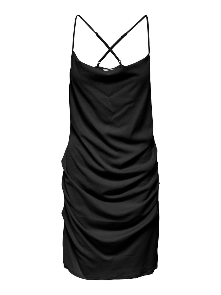 Andrea satin mini dress, BLACK, large