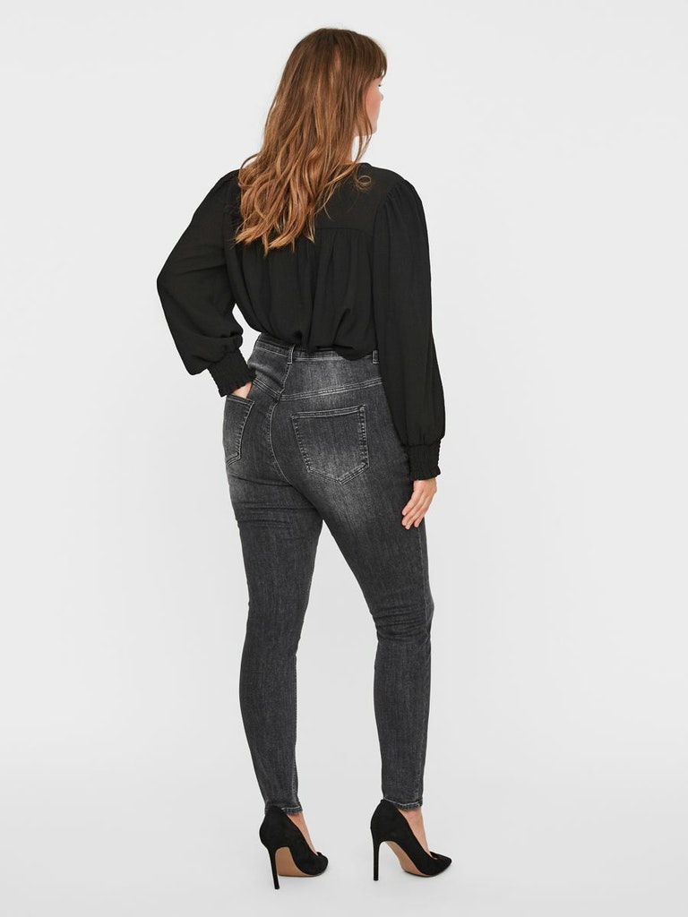 FINAL SALE - CURVE Lora high waist skinny jeans, BLACK DENIM, large