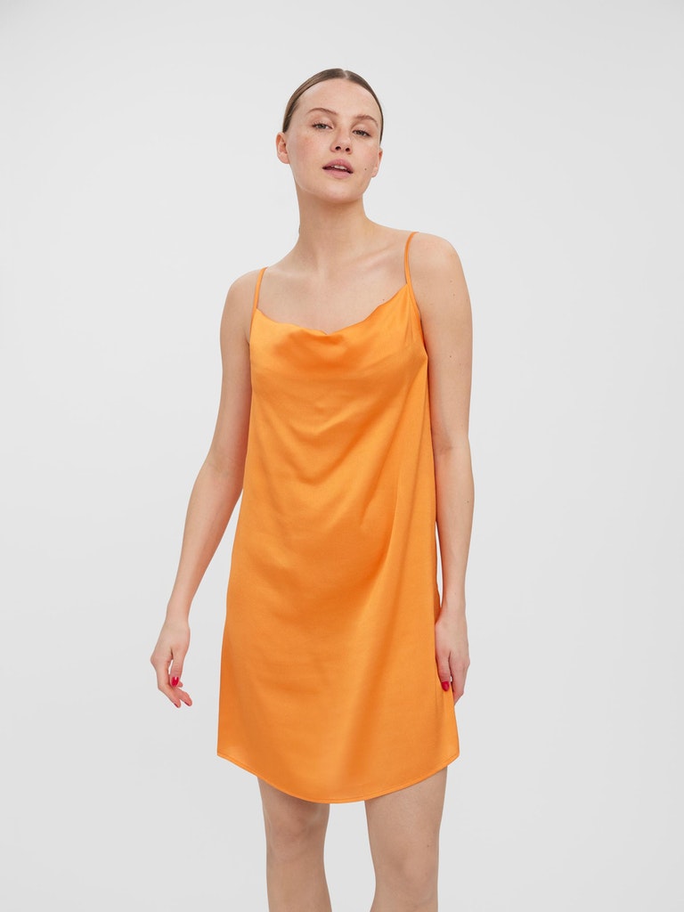 FINAL SALE - Oli cowl neck satin mini dress, NECTARINE, large