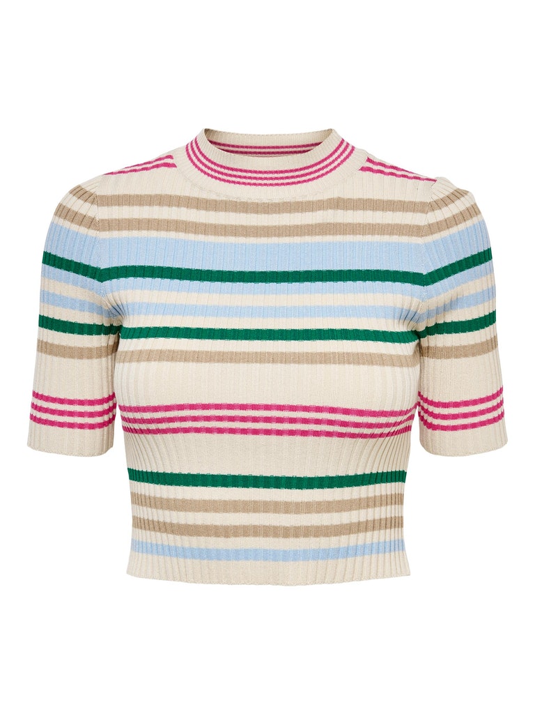 VENTE FINALE - Chandail écourté en tricot à manches 2/4 Milla, BLEU, large