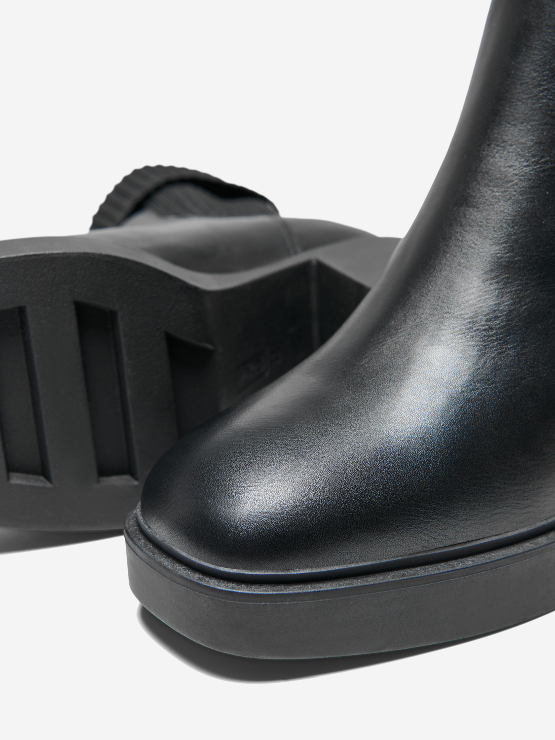 Bianca block heel faux leather boots, BLACK, large