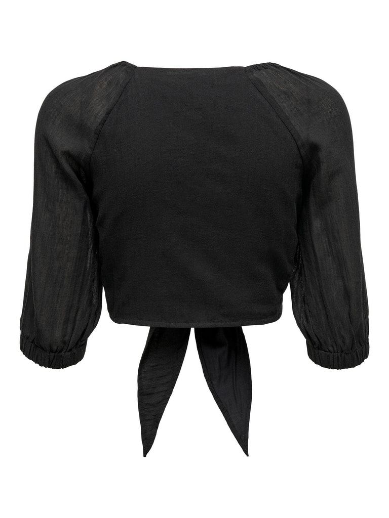 FINAL SALE - Lizzy v-neck cropped blouse, BLACK, large