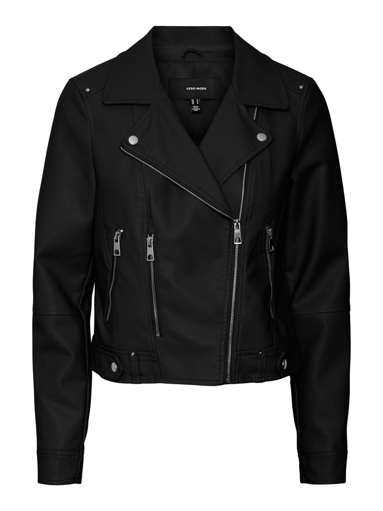 Ally short faux leather biker jacket