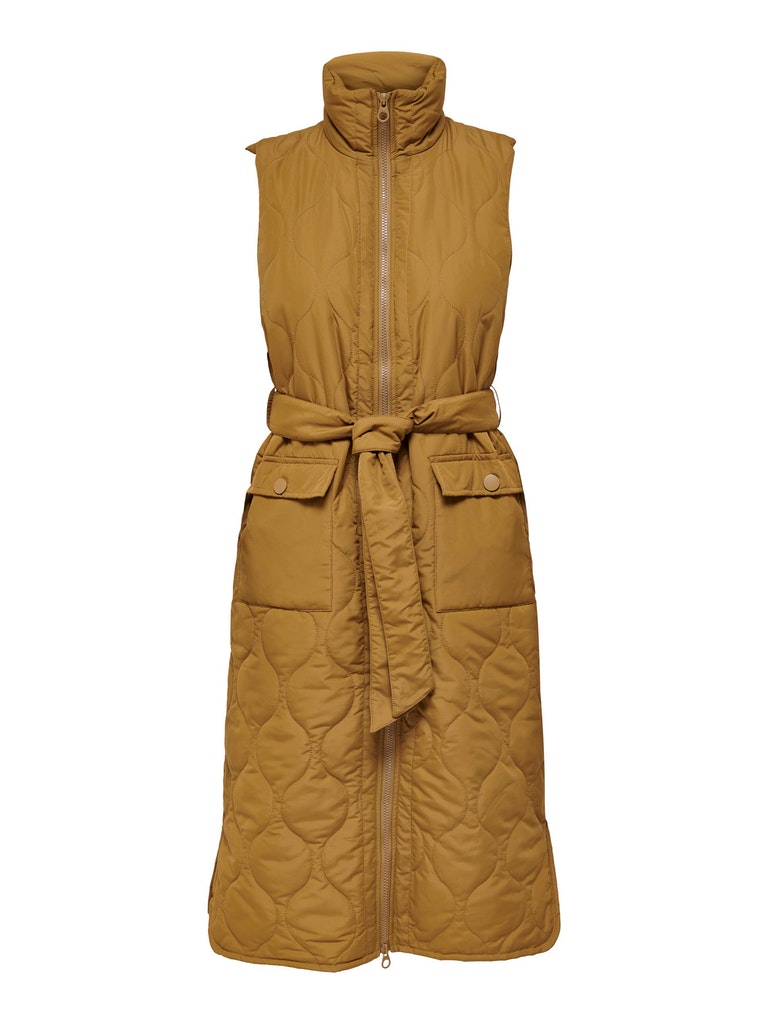 FINAL SALE - Leely high neck quilted sleeveless coat, BREEN, large
