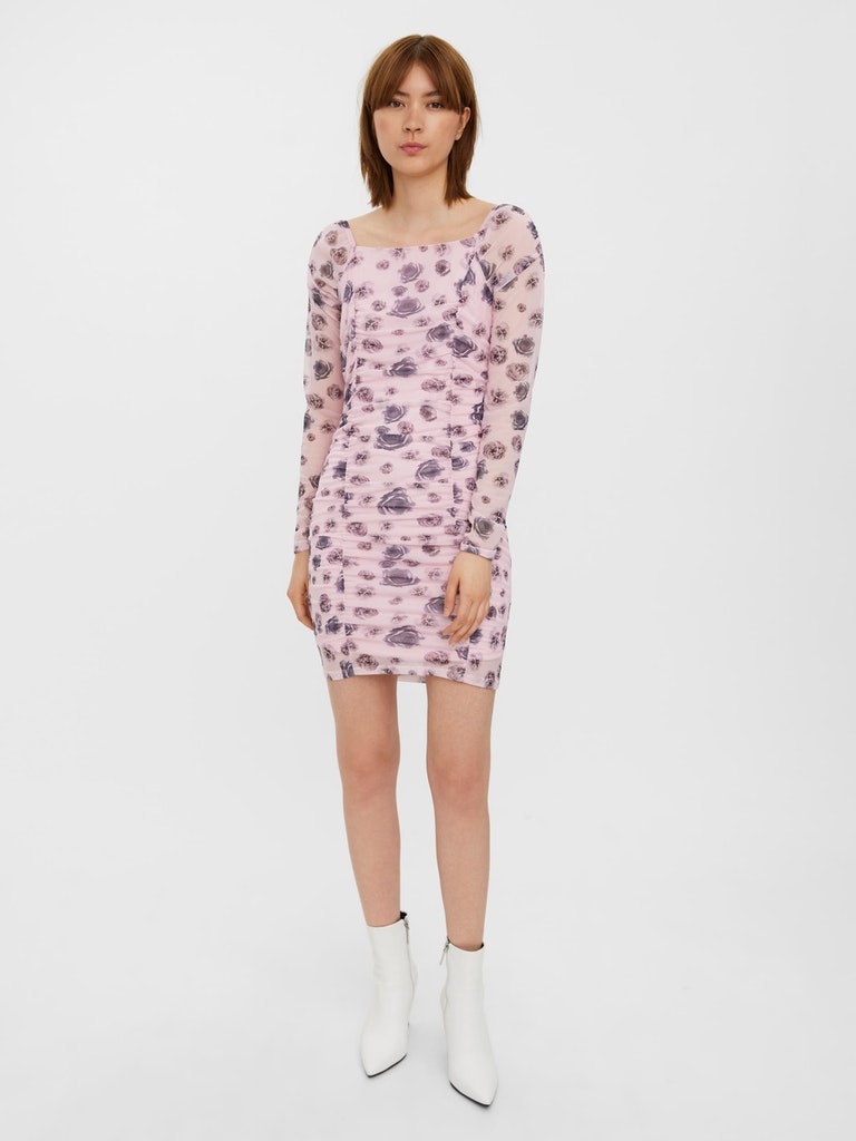 FINALE SALE- AWARE | Lima ruched long-sleeve dress, PARFAIT PINK, large