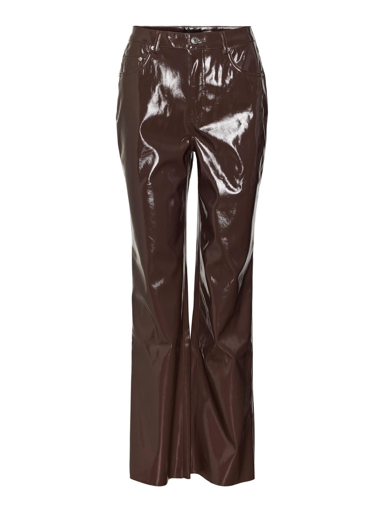VENTE FINALE - Pantalon en vinyl à jambe large Kithy, BRUN, large