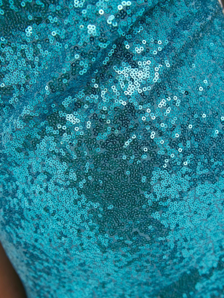 FINAL SALE- Kaje cowl neck sequin dress, SCUBA BLUE, large