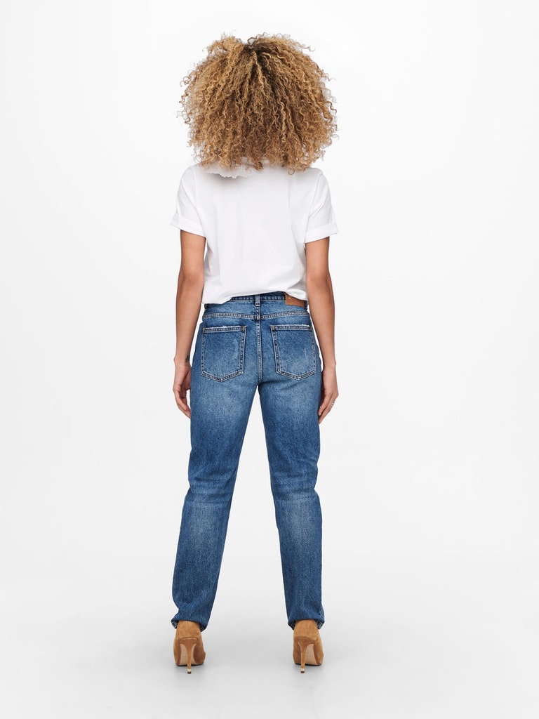 Emily high waist straight fit jeans, DARK MEDIUM BLUE DENIM, large