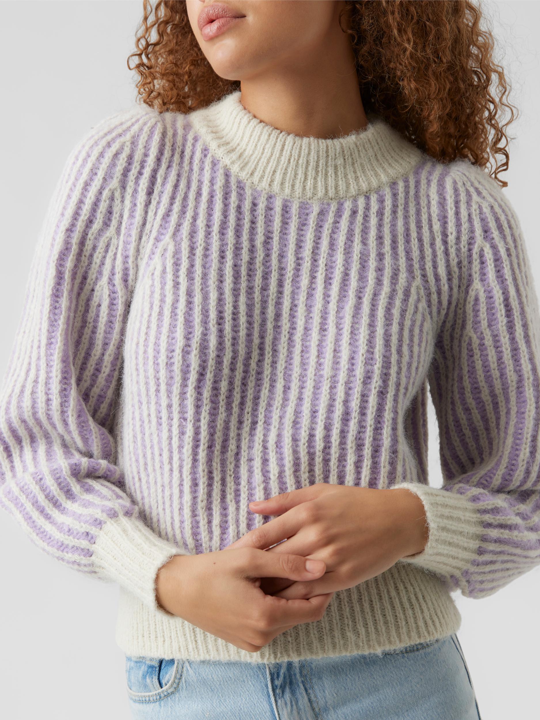 Juliette high neck striped sweater, BIRCH&LILAC, large
