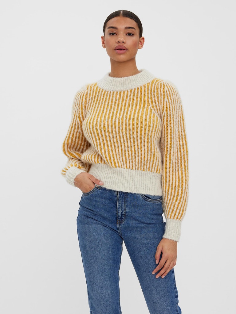 Juliette high neck striped sweater, BIRCH&YELLOW, large
