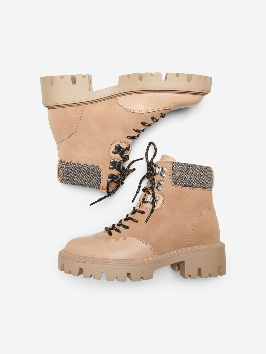 FINAL SALE - Betty faux leather lace-up boots, CAMEL, large