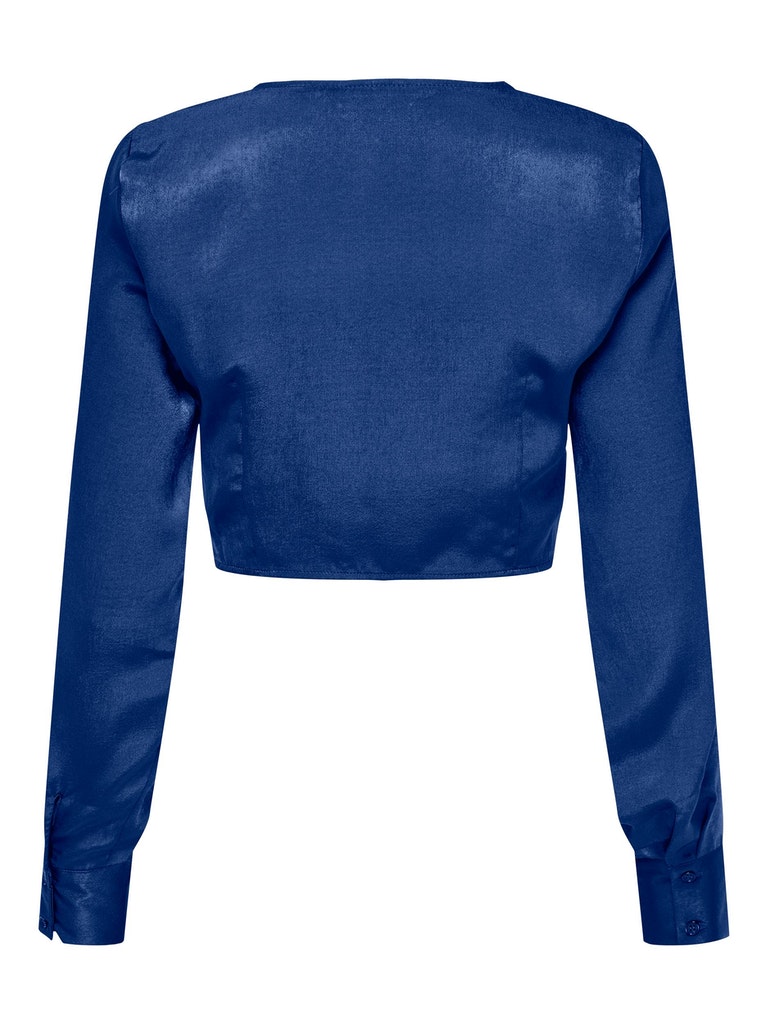 FINAL SALE - Mille satin knotted cropped top, SODALITE BLUE, large