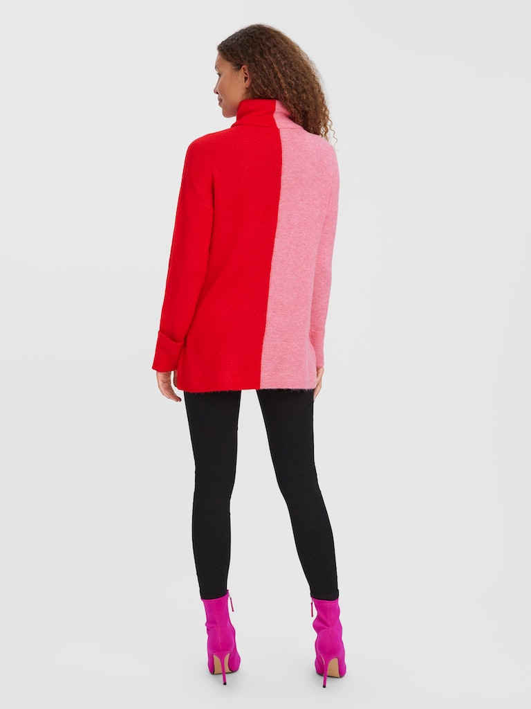 Lefile colourblock turtleneck sweater, HOT PINK, large