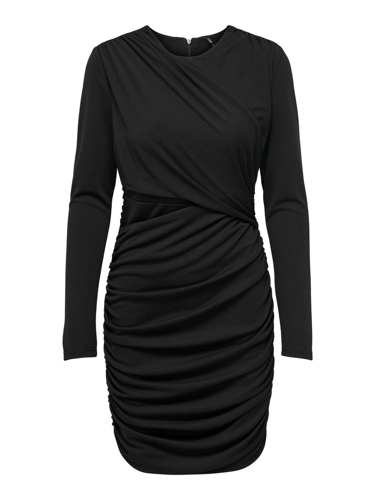 FINAL SALE - Fox slim fit ruched mini dress, BLACK, large